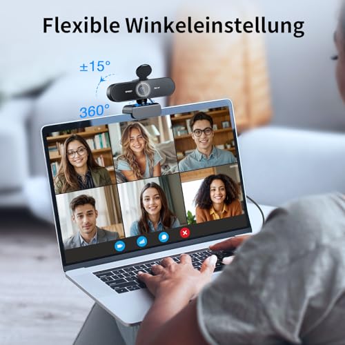 EMEET NOVA 4K Webcam, PC Kamera mit 2 Mikrofon, Ultra HD für Laptop & Mac – Ansicht 5