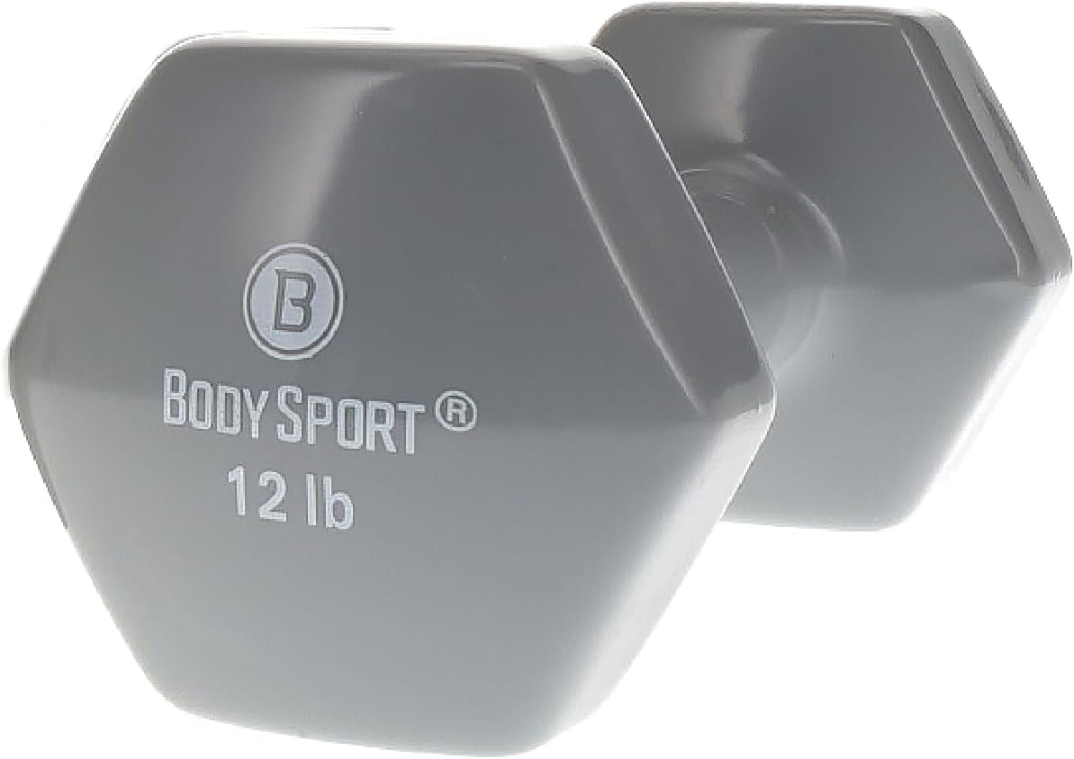 Body Sport Vinyl Coated Dumbbell Hand Weight – Exercise & Fitness Dumbbell for Home Gym Equipment Workouts – Strength Training for Men & Women
