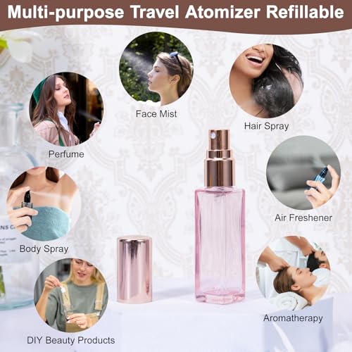 10ML Perfume Travel Refillable Spray Bottles 5Pcs Set, Mini Multicolour Glass Perfume Bottle Empty, Portable Cologne Dispenser Atomizer Sprayer, Square Shaped Travel Size Refill Bottles Kit4
