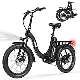 ESKUTE Electric Bike for Adults – 1200W Peak Motor, Folding 20x3 Fat Tire E‑Bike,...