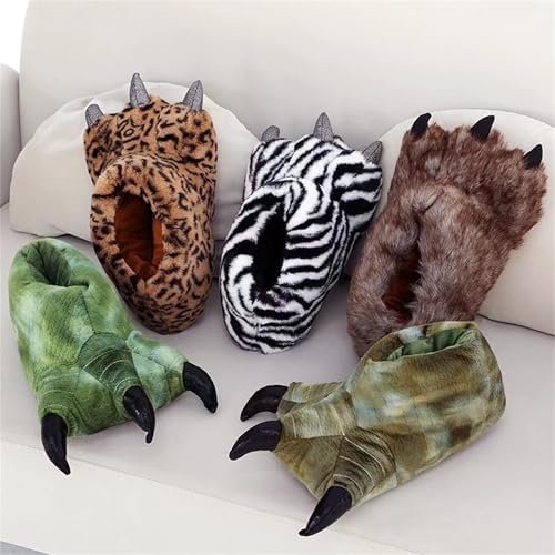 Dinosaur Claw Animal Paw Slippers - Interesting Bear Claw Comfortable Warm Memory Foam Slippers for Men and Women - Plush4