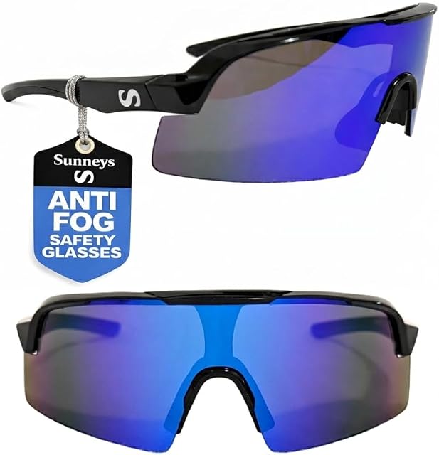 Rangers Safety Lunettes de soleil pour hommes et femmes, ANSI Z87.1 Lentille de miroir anti-brouillard teintée, certifiée UV400, Pas de glissement, protection des yeux pour les travaux de construction, à vélo, tir, pêche, randonnée,
