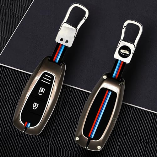 Image of KMH Metal Car Key Cover Compatible with Maruti Suzuki Baleno, Ignis, S-Cross, Ciaz, Grand Vitara, Brezza, Swift, Ertiga, Ritz Smart Keycover with Keychain 2 Button Key Shell Case Holder Protector