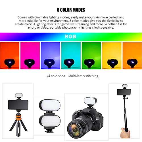 LED-Fülllicht, RGB-LED-Videoleuchte mit 8 Farbmodi, 120 Grad Lichtwinkel, tragbares Licht mit 1/4-Zoll-Blitzschuh… – Bild 8