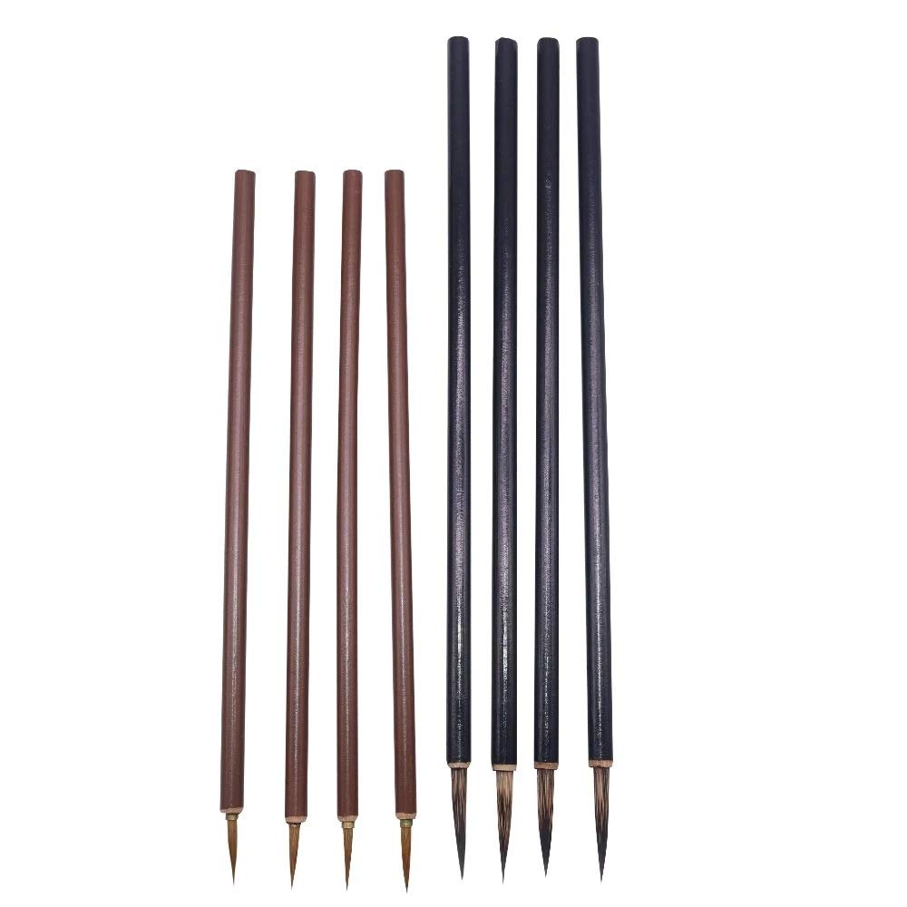 Lot de 5 pinceaux aquarelle à large pointe biseautée marron et noire, pour calligraphie chinoise, artistes et étudiants en art, outils de peinture et d'apprentiss,White-patch Five-pointed Star4