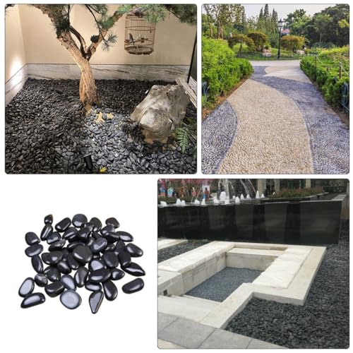Pebbles noir pour aménagement paysager de jardin et galets décoratifs pour aquariums - 3