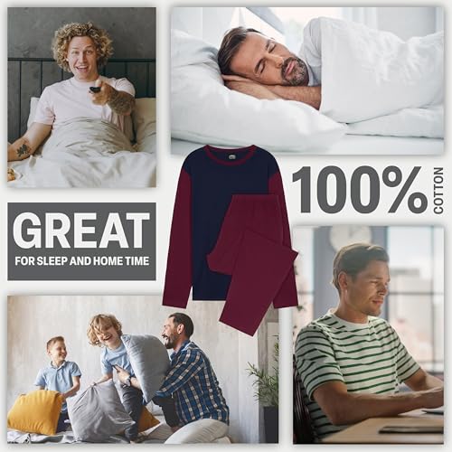 Mens Pajama Set, Soft Long Sleeve Loungewear for Men & Teens2
