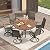 VICLLAX Patio Dining Set for 6, 7 Pieces Outdoor Furniture Includes 53" Round Patio Table with Umbrella Hole and 6 Outdoor Swivel Chairs for Lawn Garden, Walnut Table and Black Chairs