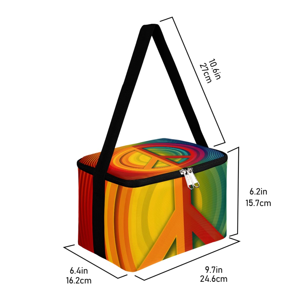 Lunch Bags for Women Men 9 Cans,Peace Symbol Hot & Cold Food Delivery Bag Insulated Grocery Bag Insulated Lunch Box Peace Cooler Bag for Office Work Picnic Beach