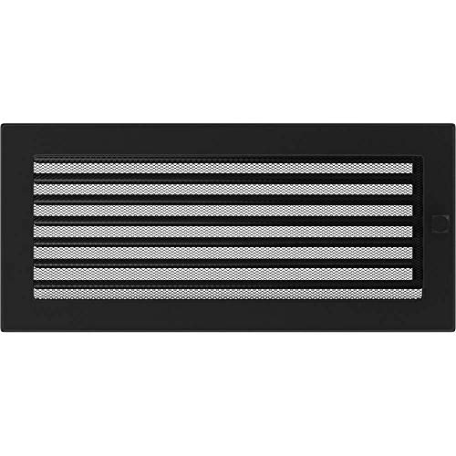 Kratki Ventilation Grille Fireplace Grille 17 cm x 37 cm Black with Blinds, 17 x 37 cm