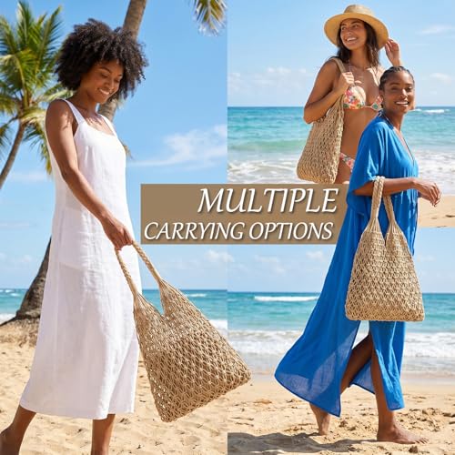 Bolso de playa tejido para mujer bolsa tote de hombro miniatura 7