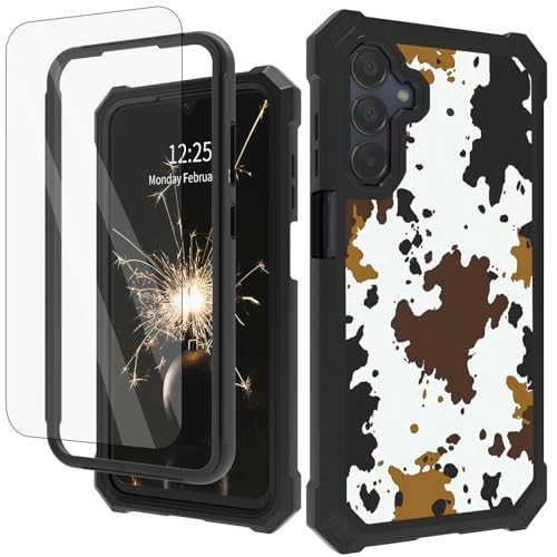 Coque Samsung Galaxy A15 5G avec verre trempé et motif vache protecteur