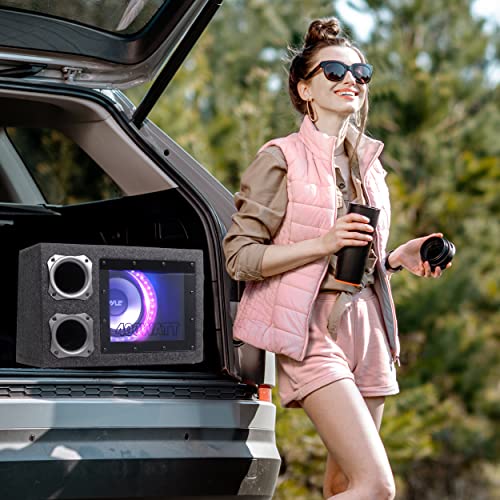 Pyle 8" Single Series Vented Subwoofer Enclosure For Car Audio - High Powered Sub Woofer Speaker With A 8 Inch Silver Paper Cone And Built-In Illuminating Led Lights - 400 Watt Max Power #TOP6