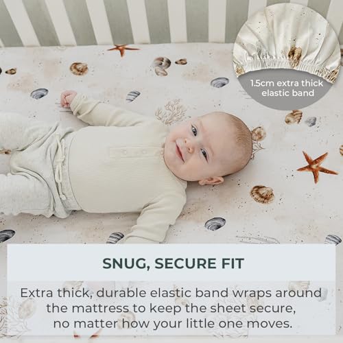 Image of Pobibaby 2 Pack Fitted Crib Sheets for Boys - Premium Cotton Blend Baby Crib Sheet Set, Soft Breathable Toddler Bed Sheets for Standard Mattress, Baby Boy Nursery Bedding Set 52x28 (Seaside)