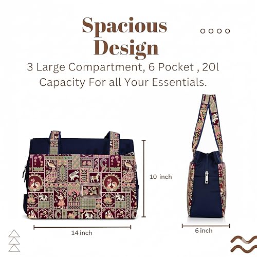 Image of Printed Handbag for Women | Office Bag | Stylish Bag for Office Use | Nylon Large Shoulder Bag 20 Liter | Stylish Tote for Office Use | Purse for Women | Vegan Handbag | Daily & Travel Use