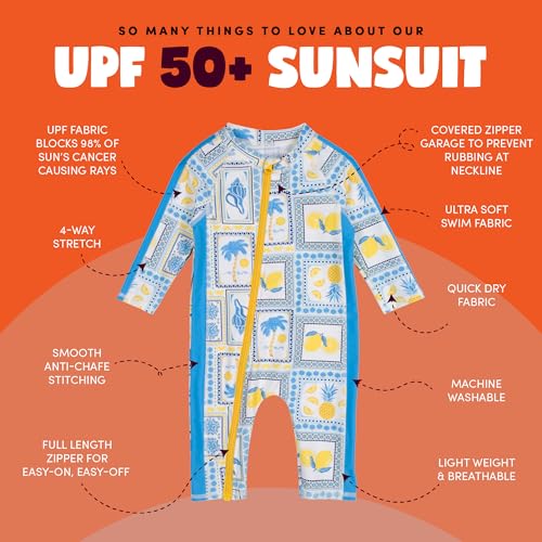 Image of SwimZip UPF50+ Boys Swim Shirt, Long Sleeve One Piece Kids Sunsuit