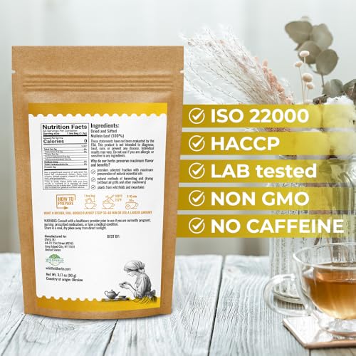 Image of 60 Bags Mullen Tea Mullein Tea Leaf (Verbascum L.) - 40 Count 1.5g Bags Mullen Leaves Mullein Loose Leaf Hoja De Gordolobo