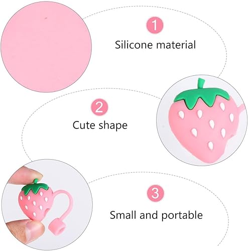 Miniatura 5 de ABOOFAN 2 fundas de silicona para popotes reutilizables, tapas para pajitas reutilizables