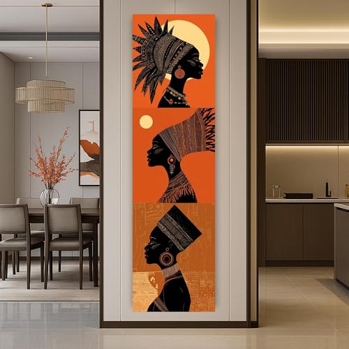 Tableau abstrait femmes africaines sur toile de qualité avec cadre intérieur