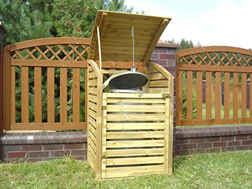 Checo LTD SINGLE WOODEN WHEELIE BIN STORE FOR GARDEN STORAGE OUTDOOR WITH LIFTING LIDS