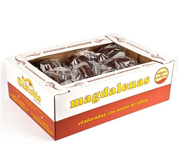 Magdalenas Cubiertas de Chocolate, Elaboradas con Aceite de Oliva, Caja de 21 Unidades, 2 Kg