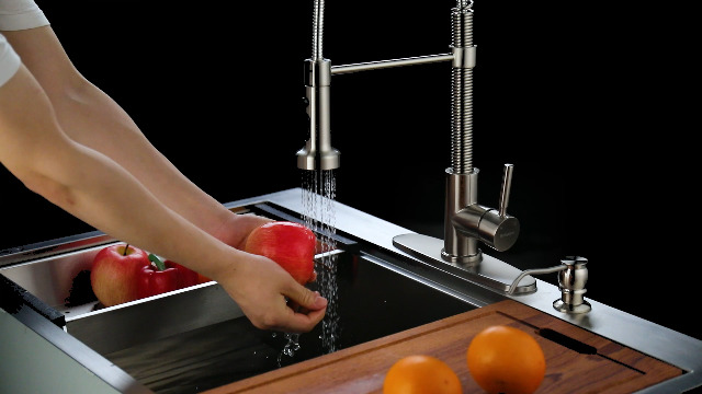33 Inch Double Bowl Undermount Kitchen Sink Workstation-Bokaiya