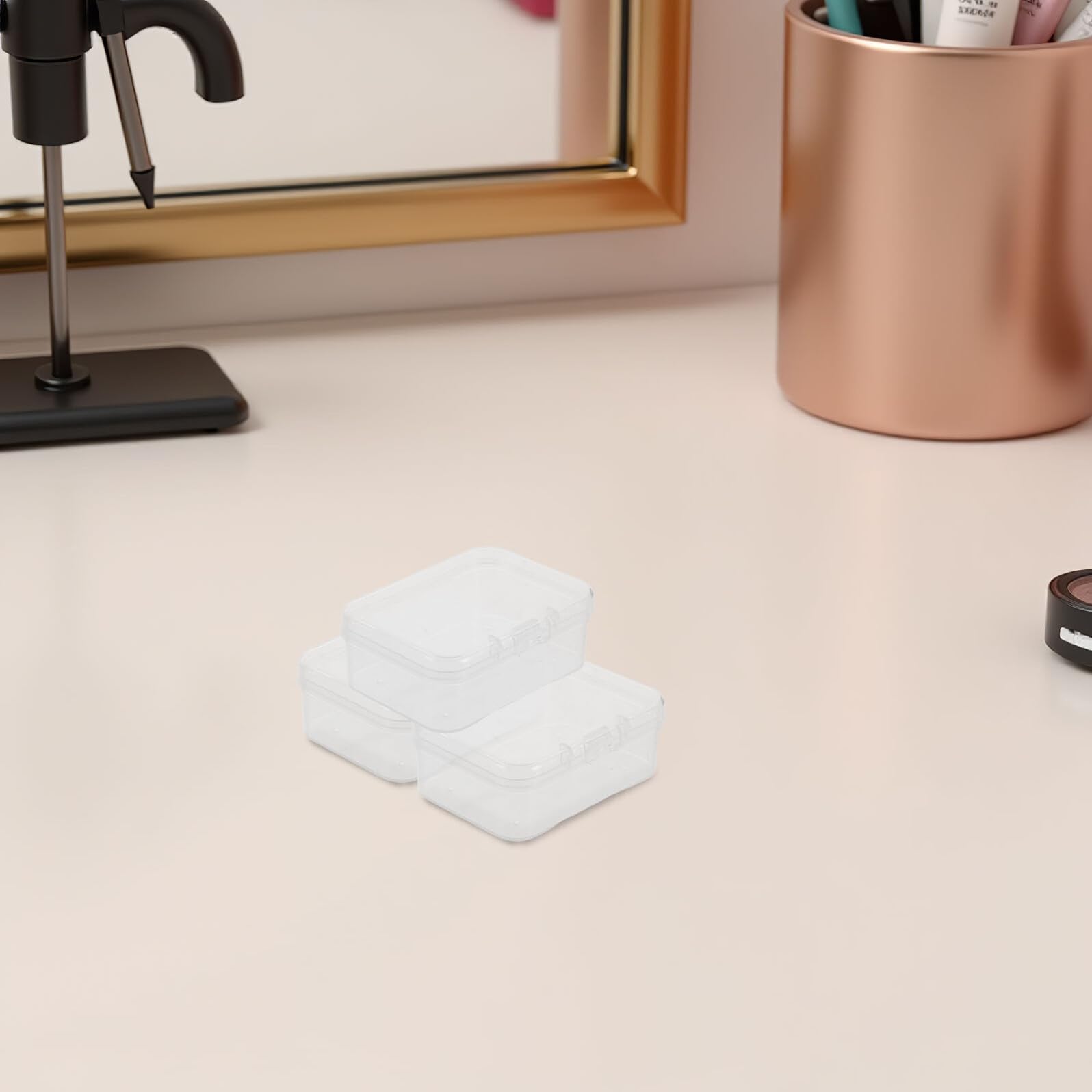 Toyvian 100stücke Kunststoffbox Durchsichtig Kleine Rechteckige Aufbewahrungsbox mit Deckel Transparente Miniatur-Boxen für Perlen und Bastelmaterialien