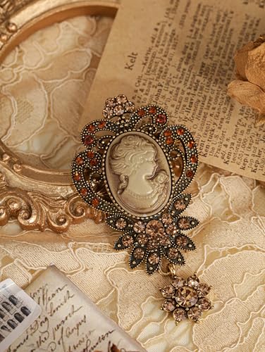 Image of MINACHI Vintage Victorian Design Queen's Cameo Antique Wedding Brooch Pin, Jewelry Gift for Women