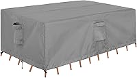 Vista 15 de OutdoorLines Juego de fundas impermeables para muebles de mesa de patio al aire libre, funda rectangular para sofá exterior, resistente a la Camello
