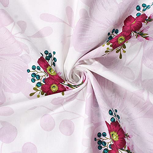 Image of Story@Home Floral 100% Cotton Bedsheet for Double Beds with 2 Pillow Covers, Baby Pink & Red कपास डबल बेडशीट