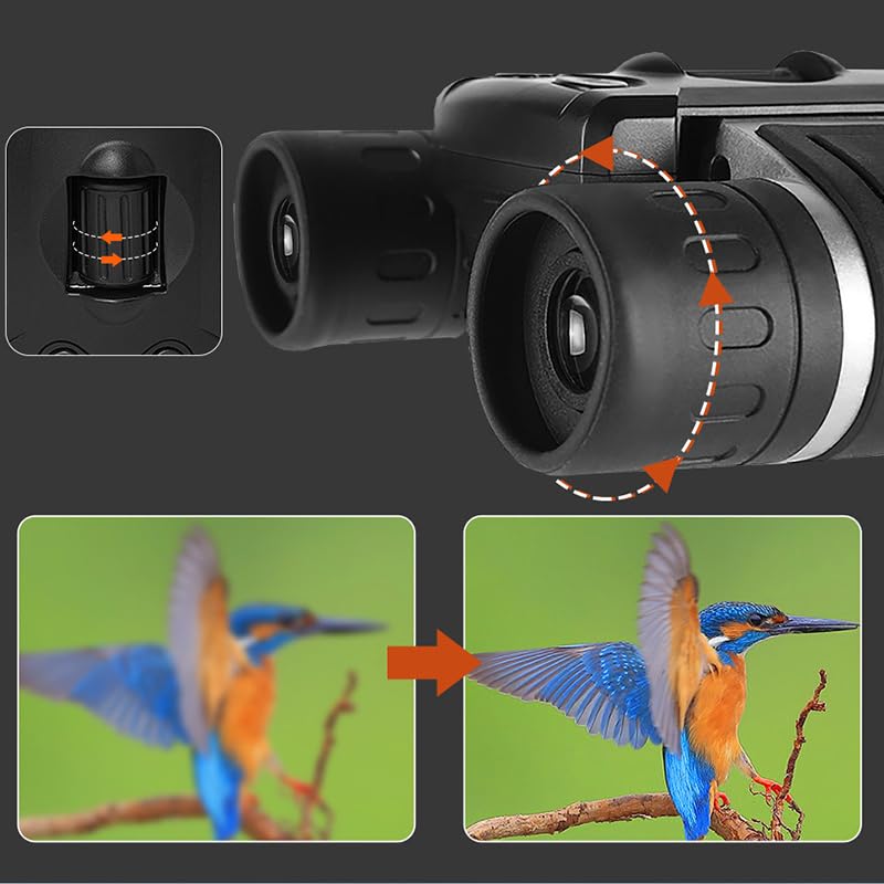 Jumelles pour Appareil Photo numérique Haute Puissance 12 x 32, Jumelles Adultes puissante avec caméra intégrée 1080p vidéo 5 MP écran LCD des Oiseaux et événements Sportifs (Noir)