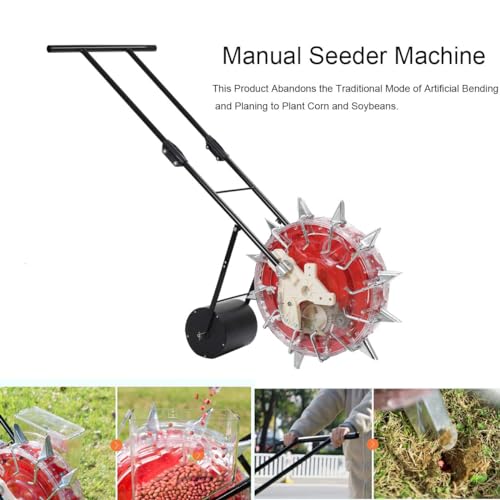 Lfhelper Semeadora manual, rolo de semeadura de jardim, aplicador de fertilizante, plantador de file