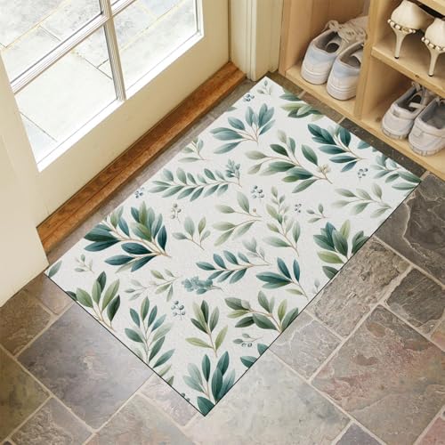 Paillasson lavable en machine 50x80 cm antidérapant motifs feuilles