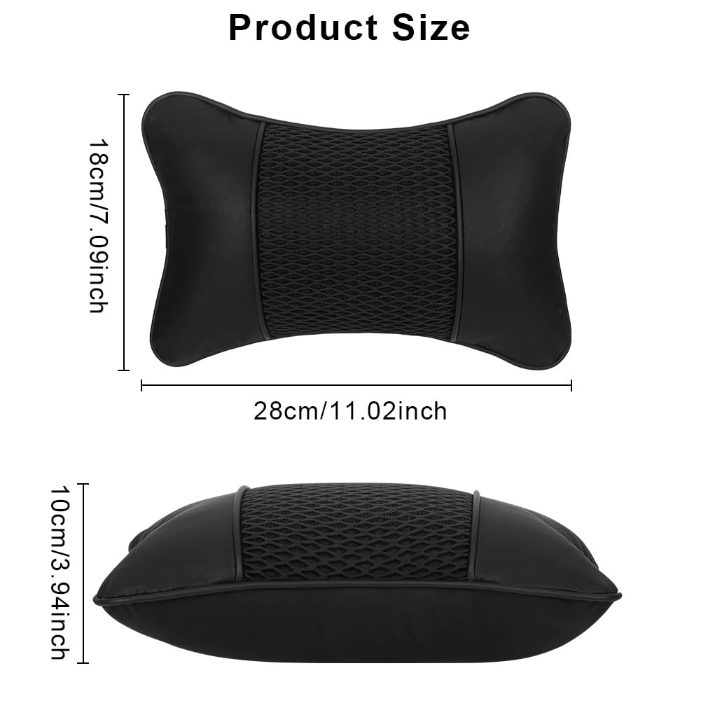 2 sztuki samochodowych poduszek pod kark, uniwersalna, miękka, oddychająca skóra, poduszka pod głowę 28 x 18 cm, ergonomiczne podparcie karku, z pianką z pamięcią kształtu, do jazdy samochodem