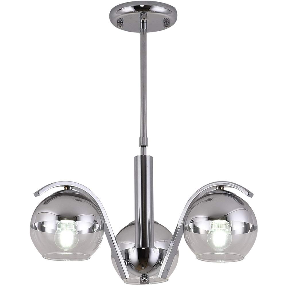 Plafonnier cuisine 8 lumières avec suspension nordique verre et chrome