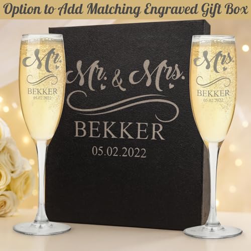 Personalized Champagne Flutes Set of 2, Engraved - Image 5