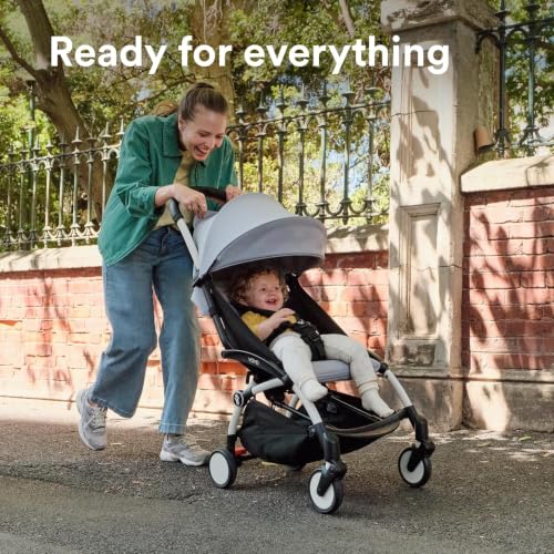 Image of Stokke YOYO3 Stroller from 6 Months - Includes Black Frame /Aqua Seat Cushion + Canopy - Folds in & Out in a Flash - Light & Compact - Carry-On Compatible