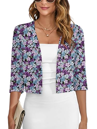 Image of Heymoments Women's Thin Shrugs 3 /4 Sleeve Lightweight Cropped Sweaters Open Front Cardigan for Dress