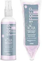 Kit Prep Spray Higienizante Proteção para Unhas Vòlia + Prep Refil Alongamento Unha de Gel Fibra de Vidro Nail Designer Manicure