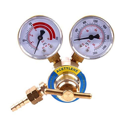 2-5/8 Inch Professional Oxygen Acetylene Regulator Gas Welder Torch Cutting Golden & Red & White Suitable for Small Gas Cylinder Sets