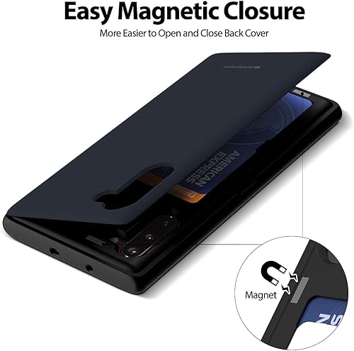 Miniatura 4 de GOOSPERY Funda tipo cartera para Galaxy Note 10 con tarjetero, funda protectora de doble capa para teléfono (azul medianoche)