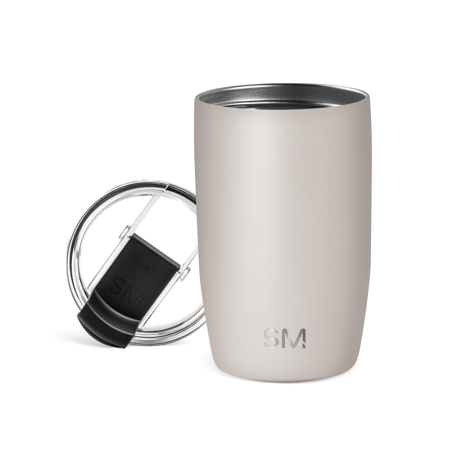 Travel Coffee Mug Tumbler with Flip Lid | Reusable Insulated Stainless Steel Cold Brew Iced Coffee Cup Thermos | Gifts for Women Men Him Her | Voyager Collection | 12oz | Almond Birch