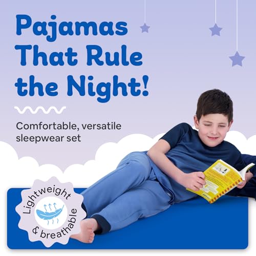 Image of US Angels Boys Pajamas Set | 3-Piece Pant, Shirt, Shorts Sleepwear Pjs for Kids | Loose Fit, Soft, Breathable Blue Plaid