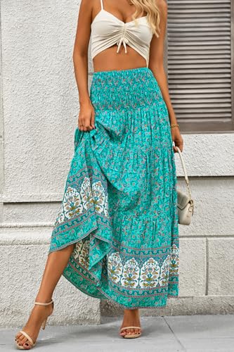 Image of CFLONGE Summer Maxi Skirts for Women 2026 Trendy Floral A Line Boho Skirt