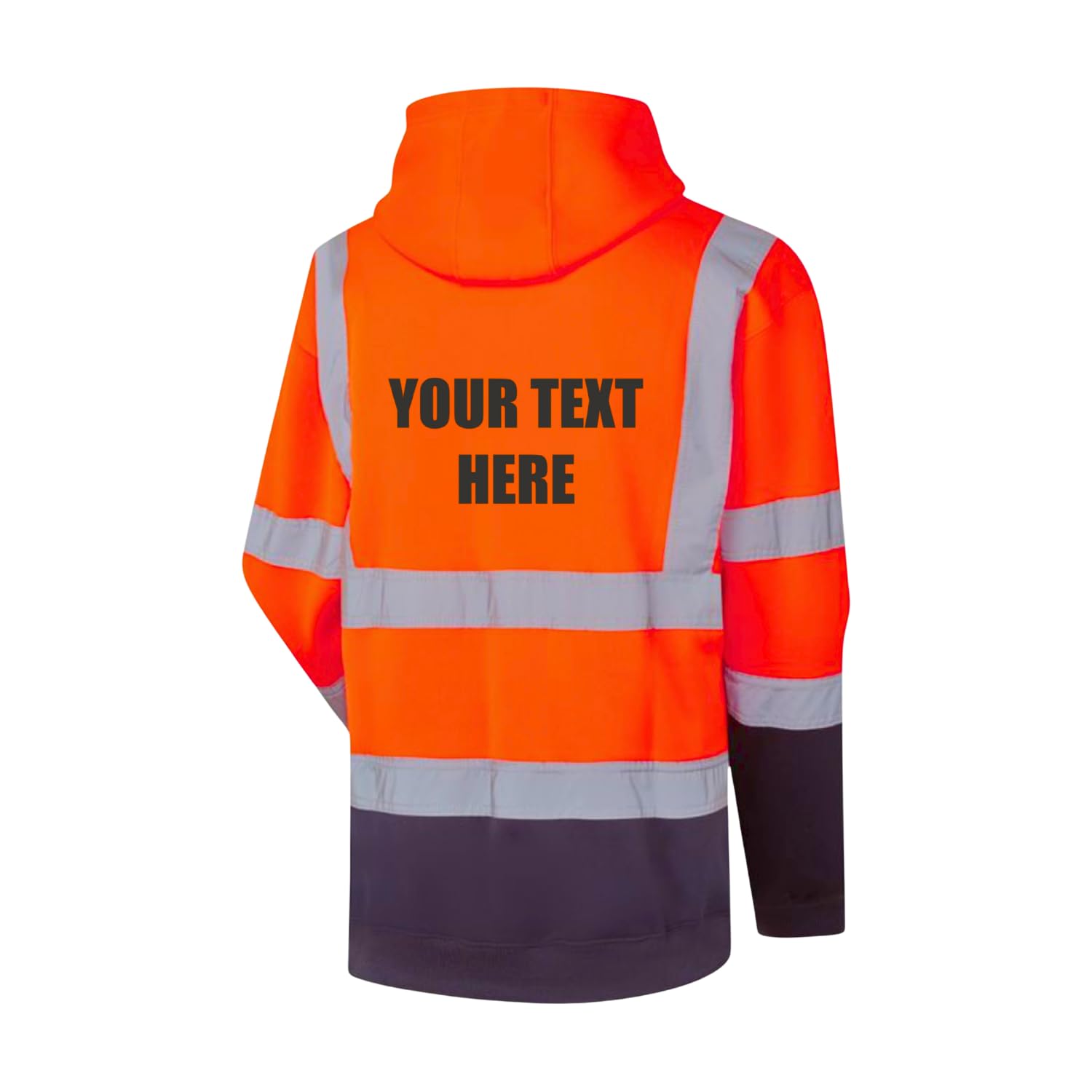 Brook Hi Vis Personalised Orange and Navy Hi Vis Hoodie Pullover, Conforms to EN20471 Class 3 & GO/RT 3279, Hi Vis Jacket with Reflective Tape XLarge