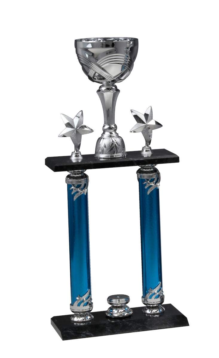 · Säulenpokal Nevada Silber-blau, Sport, Ehrungen, Auszeichnungen, Pokal, mit Wunschtext, wählbar in 3 Größen, oder als 3er-Serie