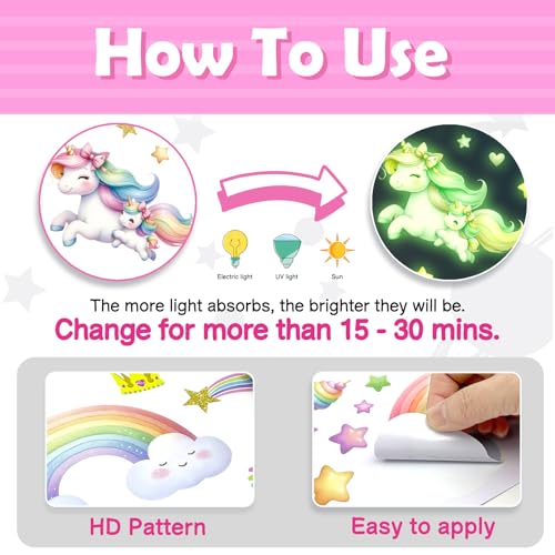Vinilo decorativo de unicornio que brilla en la oscuridad DECOWALL miniatura 5