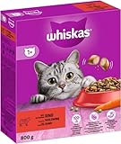 WHISKAS Karton Trocken 1+ Katzenfutter Katzentrockenfutter (2X 800g, Rind)