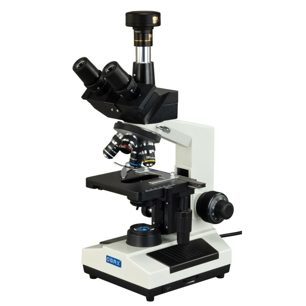 AmScope M837ZL-C100U OMAX 40X-2500X Digitales Trinokular-Verbund-LED-Mikroskop in voller Größe mit 10MP USB-Kamera und mechanischem 3D-Tisch