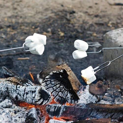 Rome's 8 Piece Marshmallow Roasting Fork Set, Chrome Plated with Multi Colored Handles